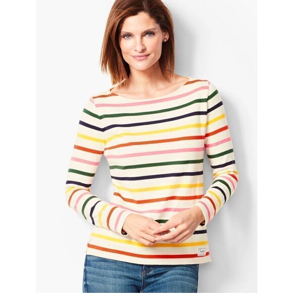 Talbots PURE COTTON STRIPE TEE - WHITBY STRIPE  Size MP - Picture 1 of 11